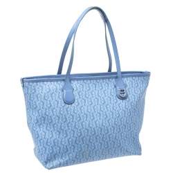 Pre Owned Aigner Blue Signature Coated Canvas Shopper Tote