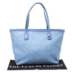 Pre Owned Aigner Blue Signature Coated Canvas Shopper Tote