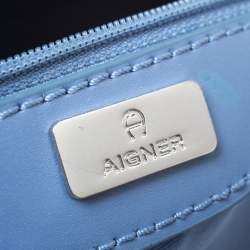 Pre Owned Aigner Blue Signature Coated Canvas Shopper Tote