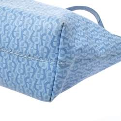 Pre Owned Aigner Blue Signature Coated Canvas Shopper Tote