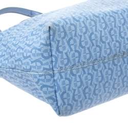 Pre Owned Aigner Blue Signature Coated Canvas Shopper Tote
