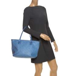 Pre Owned Aigner Blue Signature Coated Canvas Shopper Tote