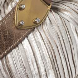 Pre Owned Aigner Metallic Beige/Bronze Fabric Small Pleated Shoulder Bag