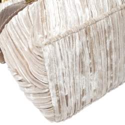 Pre Owned Aigner Metallic Beige/Bronze Fabric Small Pleated Shoulder Bag