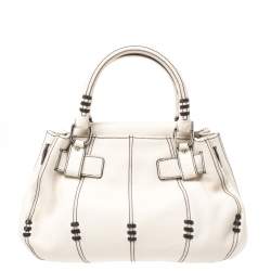 Pre Owned Aigner Off White Leather Buckle Padlock Bag