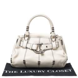 Pre Owned Aigner Off White Leather Buckle Padlock Bag