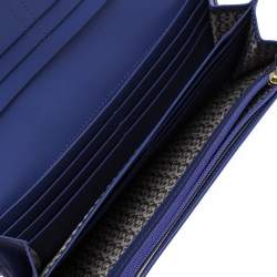 Pre Owned Aigner Purple Croc Embossed Continental Wallet