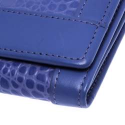 Pre Owned Aigner Purple Croc Embossed Continental Wallet
