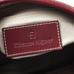 Pre Owned Aigner Red/Beige Canvas and Leather Shoulder Bag