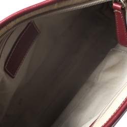 Pre Owned Aigner Red/Beige Canvas and Leather Shoulder Bag