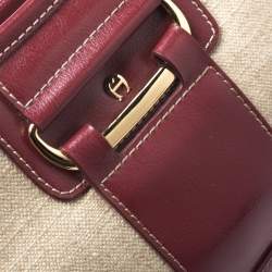 Pre Owned Aigner Red/Beige Canvas and Leather Shoulder Bag