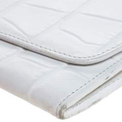 Pre Owned Aigner White Croc Embossed Continental Wallet