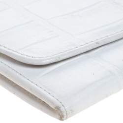 Pre Owned Aigner White Croc Embossed Continental Wallet