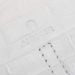 Pre Owned Aigner White Croc Embossed Continental Wallet