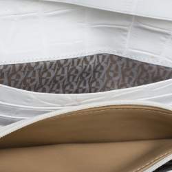 Pre Owned Aigner White Croc Embossed Continental Wallet