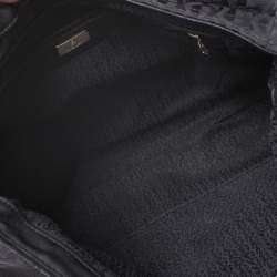 Pre Owned Aigner Black Canvas and Leather  Flap Satchel