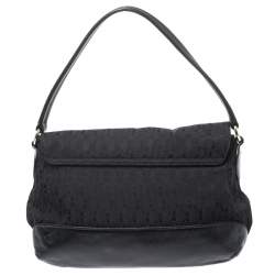 Pre Owned Aigner Black Canvas and Leather  Flap Satchel