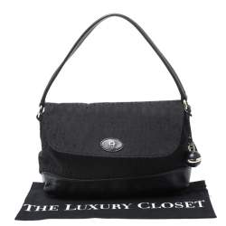 Pre Owned Aigner Black Canvas and Leather  Flap Satchel