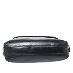Pre Owned Aigner Black Canvas and Leather  Flap Satchel