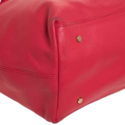 Pre Owned Aigner Rose Red Leather Bow Tote