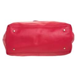 Pre Owned Aigner Rose Red Leather Bow Tote