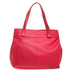 Pre Owned Aigner Rose Red Leather Bow Tote