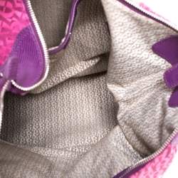 Aigner Purple Monogram Canvas and Lizard Embossed Leather Hobo