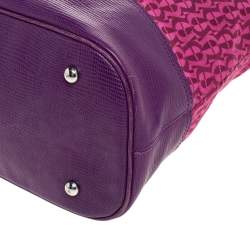Aigner Purple Monogram Canvas and Lizard Embossed Leather Hobo