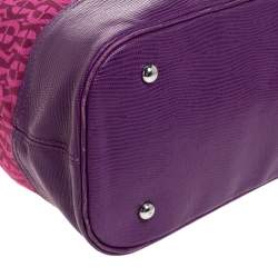 Aigner Purple Monogram Canvas and Lizard Embossed Leather Hobo