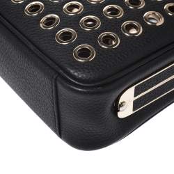 Pre Owned Aigner Black Leather Eyelet Shoulder Bag