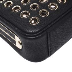 Pre Owned Aigner Black Leather Eyelet Shoulder Bag