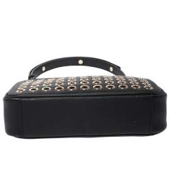 Pre Owned Aigner Black Leather Eyelet Shoulder Bag