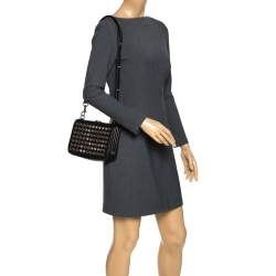 Pre Owned Aigner Black Leather Eyelet Shoulder Bag