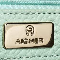 Pre Owned Aigner Light Green Leather Flap Crossbody Bag