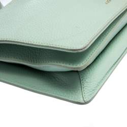 Pre Owned Aigner Light Green Leather Flap Crossbody Bag