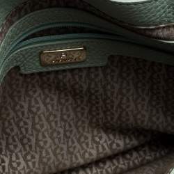 Pre Owned Aigner Light Green Leather Flap Crossbody Bag
