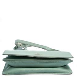 Pre Owned Aigner Light Green Leather Flap Crossbody Bag