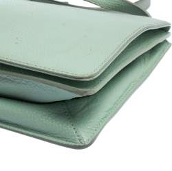 Pre Owned Aigner Light Green Leather Flap Crossbody Bag