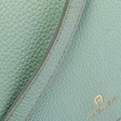 Pre Owned Aigner Light Green Leather Flap Crossbody Bag