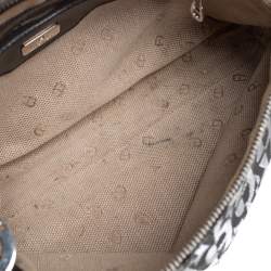 Pre Owned Aigner Monogram Metallic Black Signature Fabric Shoulder Bag