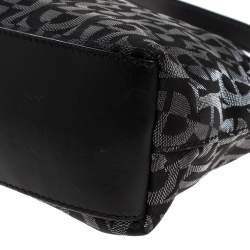 Pre Owned Aigner Monogram Metallic Black Signature Fabric Shoulder Bag