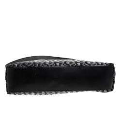 Pre Owned Aigner Monogram Metallic Black Signature Fabric Shoulder Bag