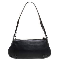 Pre Owned Aigner Black Leather Shoulder Bag