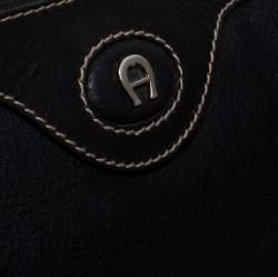 Pre Owned Aigner Black Leather Shoulder Bag