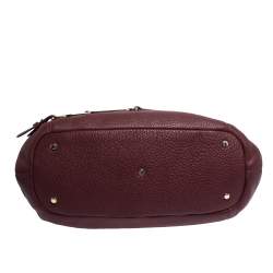 Pre Owned Aigner Burgundy Leather Double Zipped Satchel