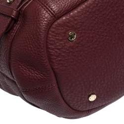 Pre Owned Aigner Burgundy Leather Double Zipped Satchel