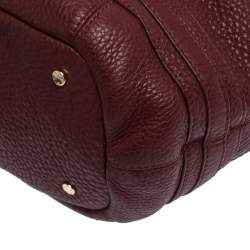 Pre Owned Aigner Burgundy Leather Double Zipped Satchel