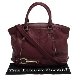 Pre Owned Aigner Burgundy Leather Double Zipped Satchel