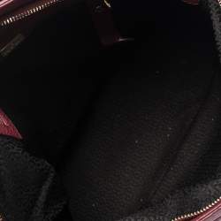 Pre Owned Aigner Burgundy Leather Double Zipped Satchel