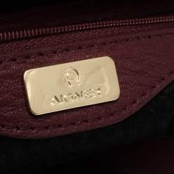 Pre Owned Aigner Burgundy Leather Double Zipped Satchel